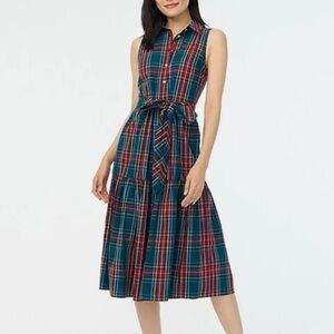 J. Crew Red Green Sleeveless Tartan Dress, NWT, size 6